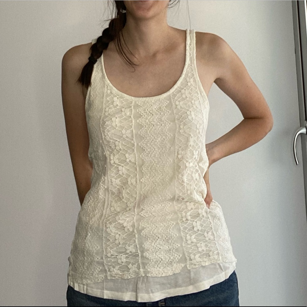 White lace tank top from Bershka